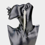 Long Drop Twisted Rhinestone Pave Evening Earrings - Madeline Love - Flyclothing LLC