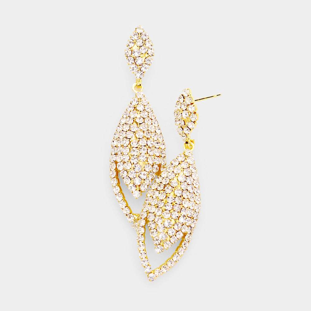 Crystal Pave Oval Evening Earrings - Madeline Love - Flyclothing LLC