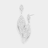 Crystal Pave Oval Evening Earrings - Madeline Love - Flyclothing LLC
