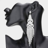 Crystal Rhinestone Statement Fringe Evening Earrings - Madeline Love - Flyclothing LLC