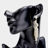 Rhinestone Crystal Leaf Drop Evening Earrings - Madeline Love - Flyclothing LLC