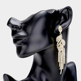 Rhinestone Crystal Leaf Drop Evening Earrings - Madeline Love - Flyclothing LLC
