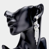 Rhinestone Crystal Leaf Drop Evening Earrings - Madeline Love - Flyclothing LLC