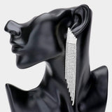 Rhinestone Fringe Long Drop Evening Earrings - Madeline Love - Flyclothing LLC