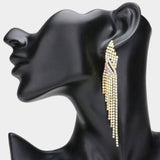 Rhinestone Fringe Dangle Evening Earrings - Madeline Love - Flyclothing LLC