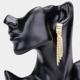 Rhinestone Fringe Dangle Evening Earrings - Madeline Love - Flyclothing LLC