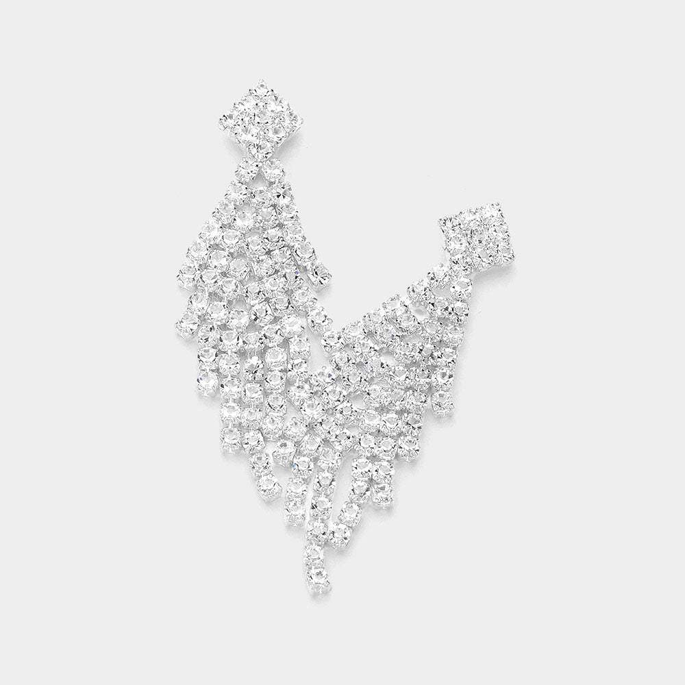Rhinestone Paved Chandelier Evening Earrings - Madeline Love - Flyclothing LLC