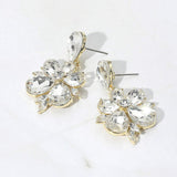 Teardrop Stone Flower Dangle Evening Earrings - Madeline Love - Flyclothing LLC
