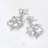 Teardrop Stone Flower Dangle Evening Earrings - Madeline Love - Flyclothing LLC