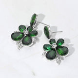 Teardrop Stone Flower Dangle Evening Earrings - Madeline Love - Flyclothing LLC