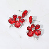Teardrop Stone Flower Dangle Evening Earrings - Madeline Love - Flyclothing LLC