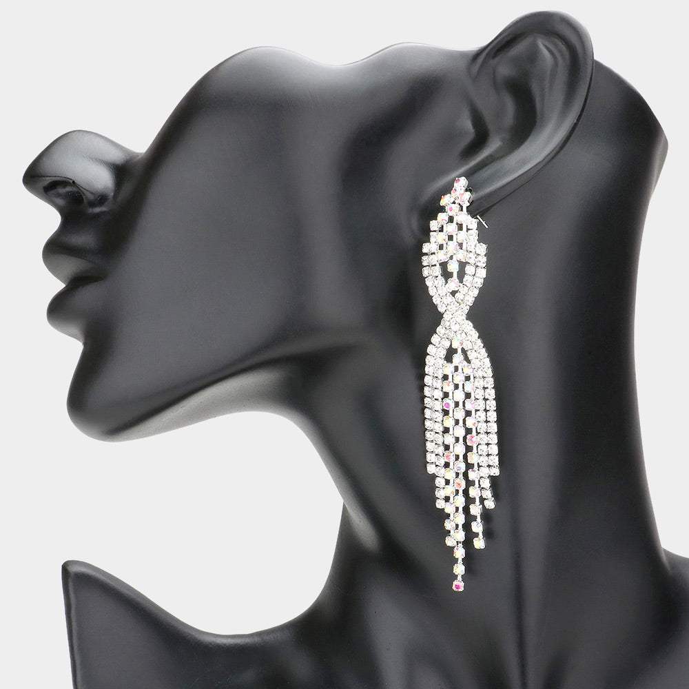 Dropped Rhinestone Dangle Evening Earrings - Madeline Love - Flyclothing LLC