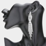 Dropped Rhinestone Dangle Evening Earrings - Madeline Love - Flyclothing LLC
