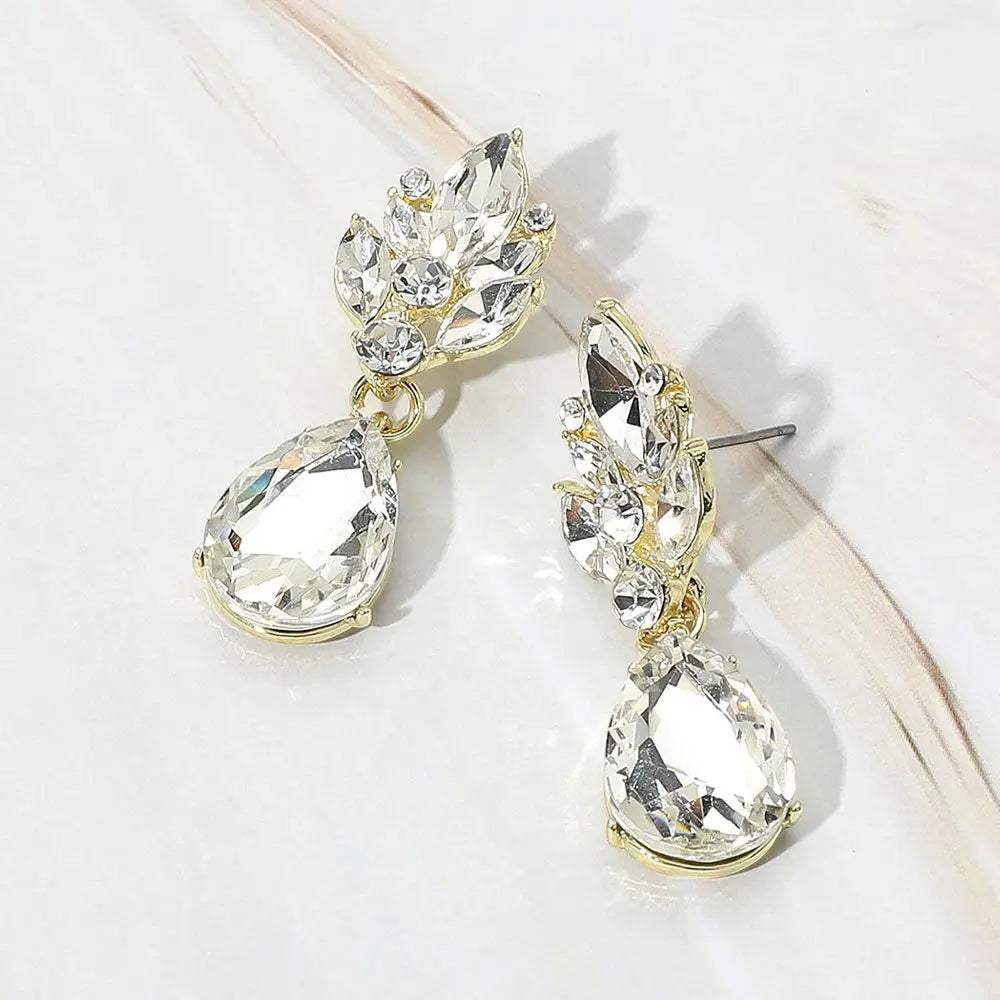 Teardrop Stone Dangle Evening Earrings - Madeline Love - Flyclothing LLC