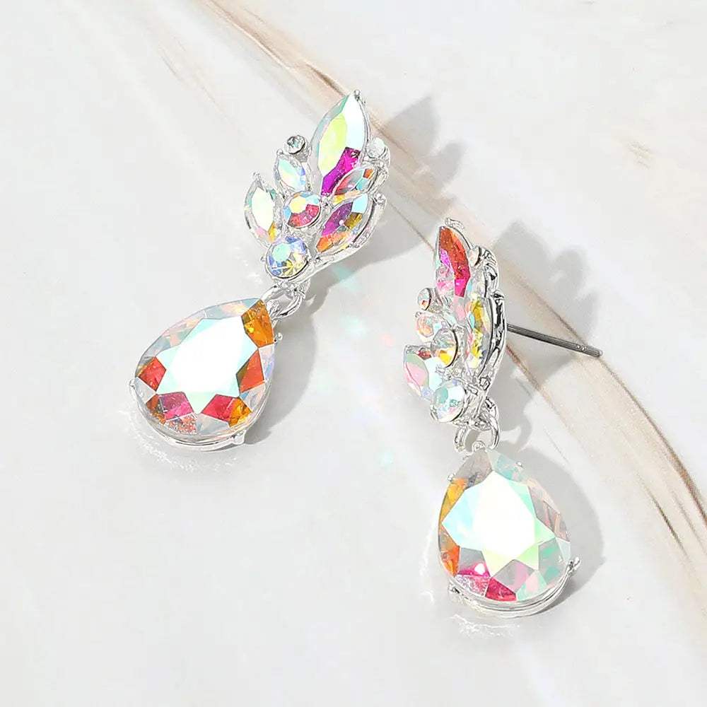 Teardrop Stone Dangle Evening Earrings - Madeline Love - Flyclothing LLC