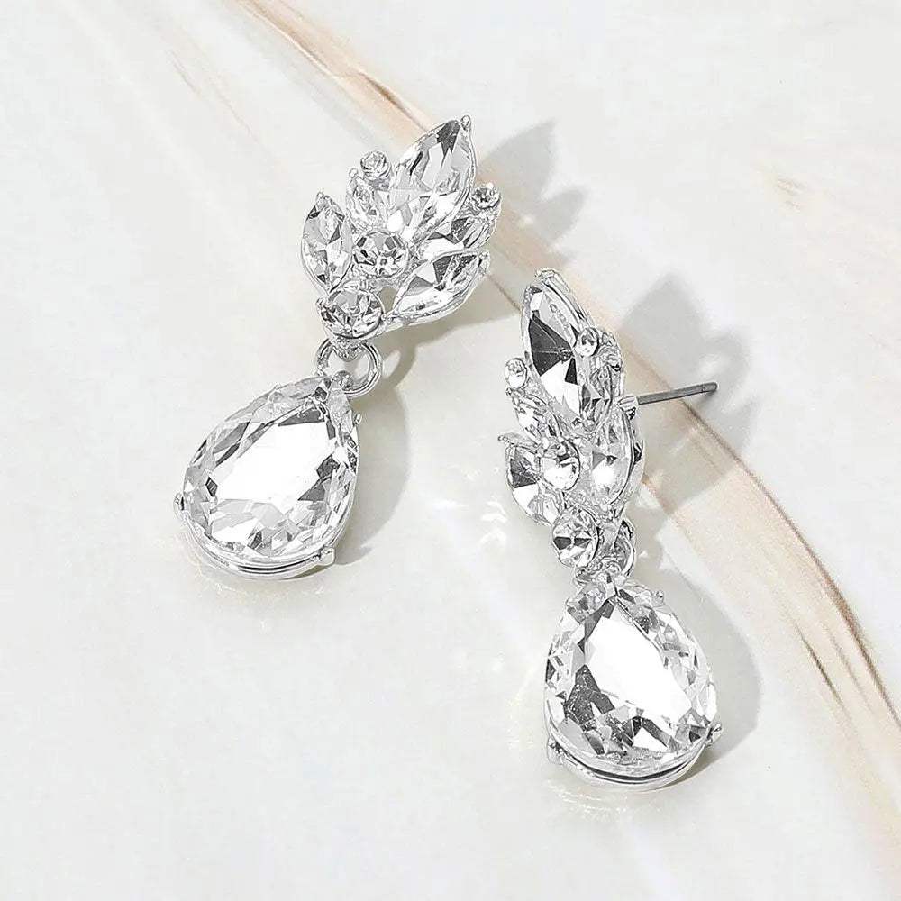 Teardrop Stone Dangle Evening Earrings - Madeline Love - Flyclothing LLC