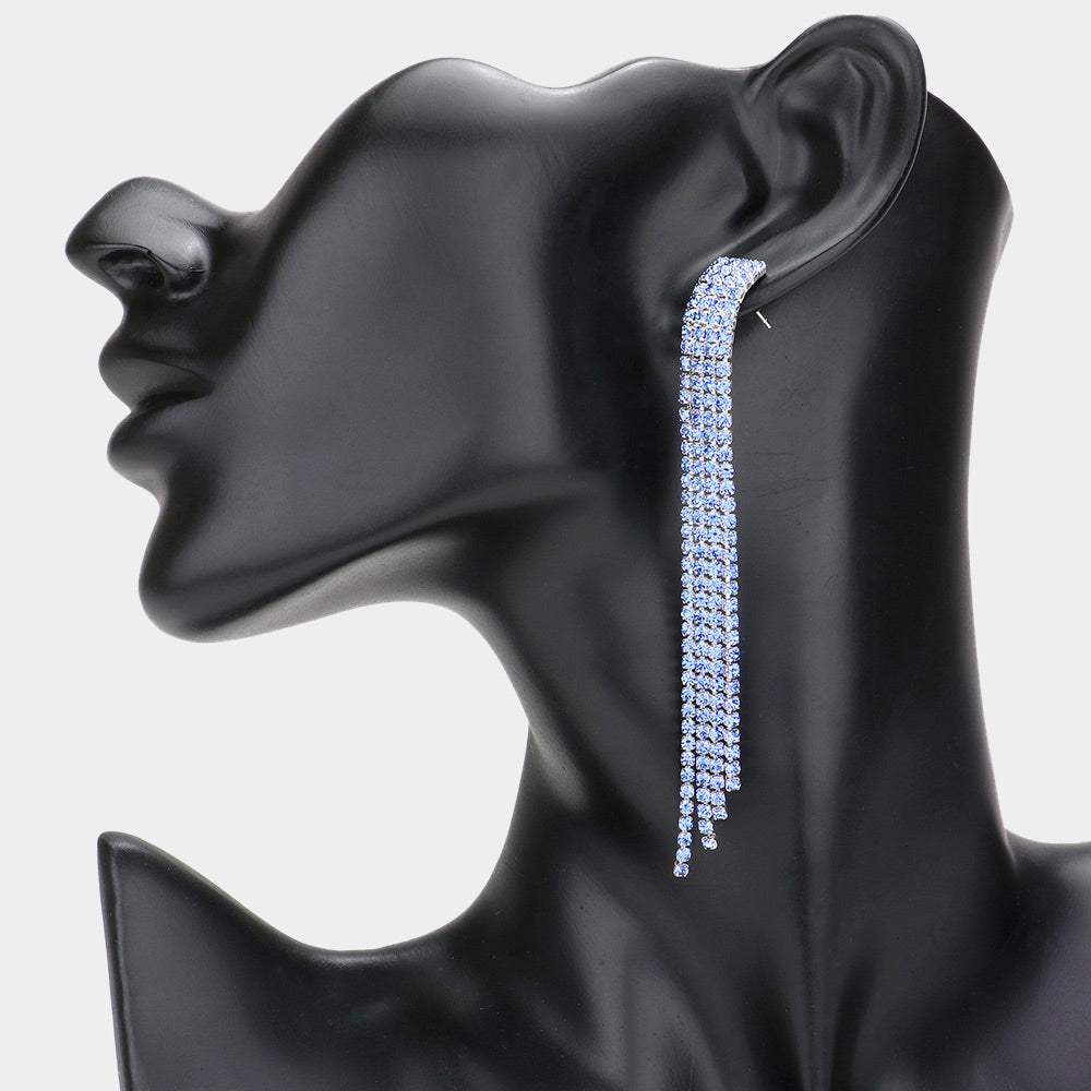 Rhinestone Linear Dangle Evening Earrings - Madeline Love - Flyclothing LLC