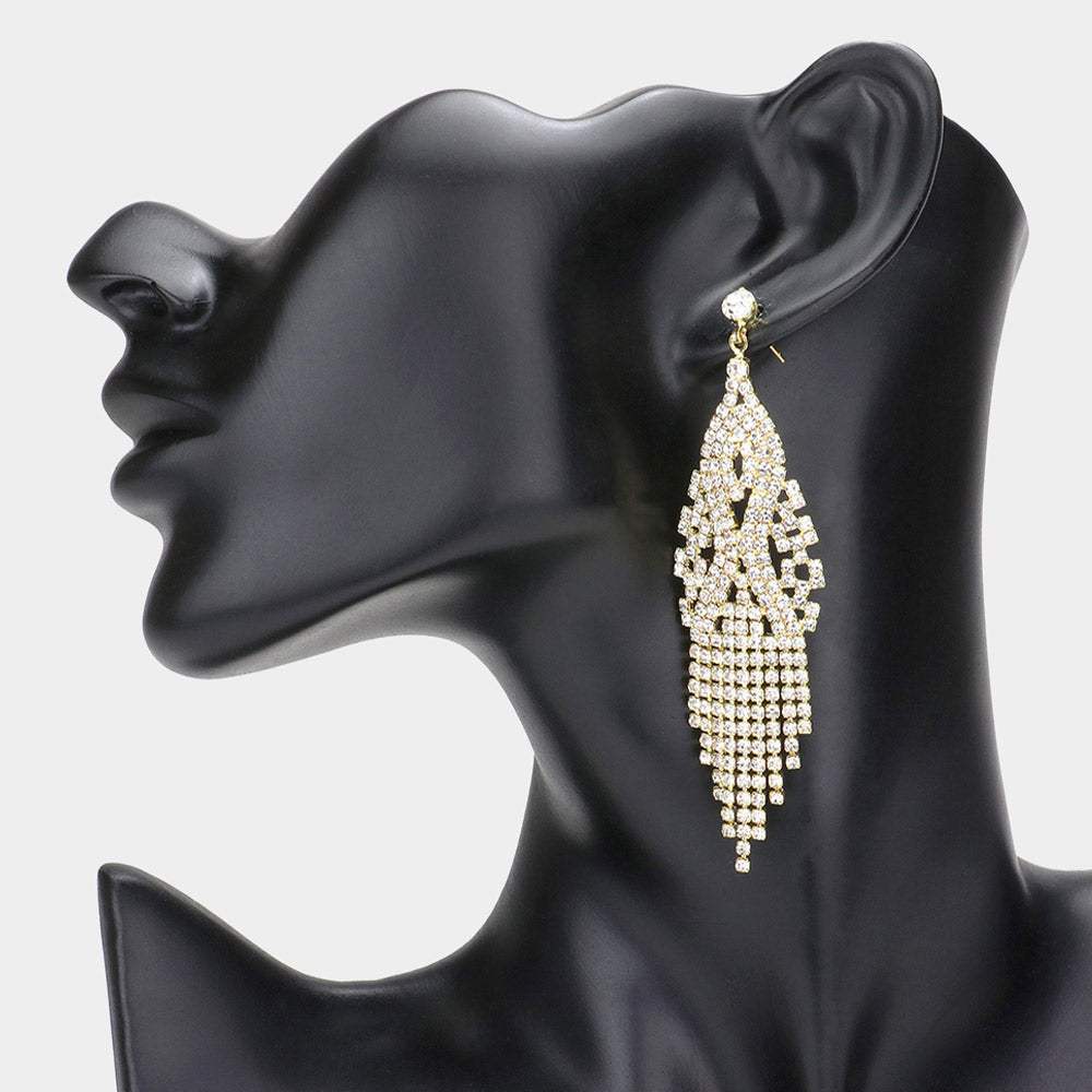Stone Pave Fringe Evening Earrings - Madeline Love - Flyclothing LLC
