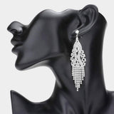 Stone Pave Fringe Evening Earrings - Madeline Love - Flyclothing LLC