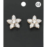 Flower CZ Stone Cluster Stud Evening Earrings - Madeline Love - Flyclothing LLC