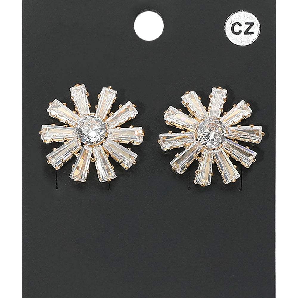 Flower CZ Stone Stud Evening Earrings - Madeline Love - Flyclothing LLC