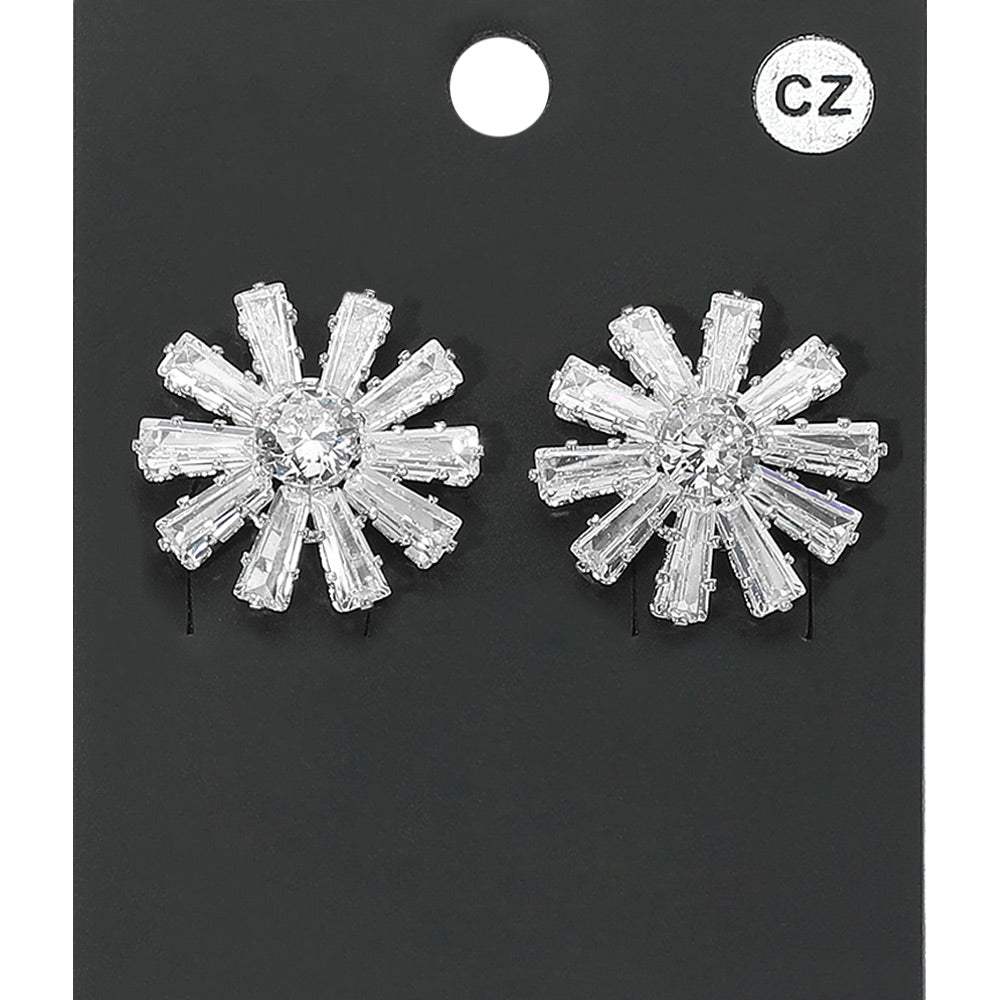 Flower CZ Stone Stud Evening Earrings - Madeline Love - Flyclothing LLC