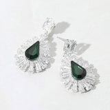 Baguette Stone Rim Teardrop CZ Stone Cluster Dangle Evening Earrings - Madeline Love - Flyclothing LLC