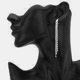 Rhinestone Pave Linear Drop Fringe Evening Earrings - Madeline Love - Flyclothing LLC