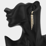 Rhinestone Pave Fringe Drop Earrings - Madeline Love - Flyclothing LLC