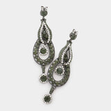 Crystal Rhinestone Rosette Dangle Evening Earrings - Madeline Love - Flyclothing LLC