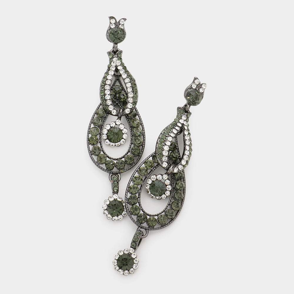 Crystal Rhinestone Rosette Dangle Evening Earrings - Madeline Love - Flyclothing LLC