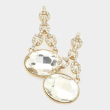 Oval Rhinestone Ornate Evening Earrings - Madeline Love - Flyclothing LLC