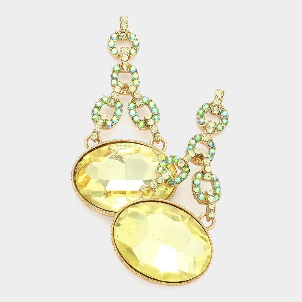 Oval Rhinestone Ornate Evening Earrings - Madeline Love - Flyclothing LLC
