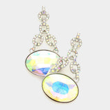 Oval Rhinestone Ornate Evening Earrings - Madeline Love - Flyclothing LLC