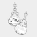 Oval Rhinestone Ornate Evening Earrings - Madeline Love - Flyclothing LLC
