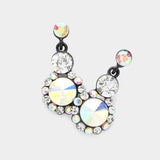 Crystal Round Rhinestone Pave Drop Evening Earrings - Madeline Love - Flyclothing LLC
