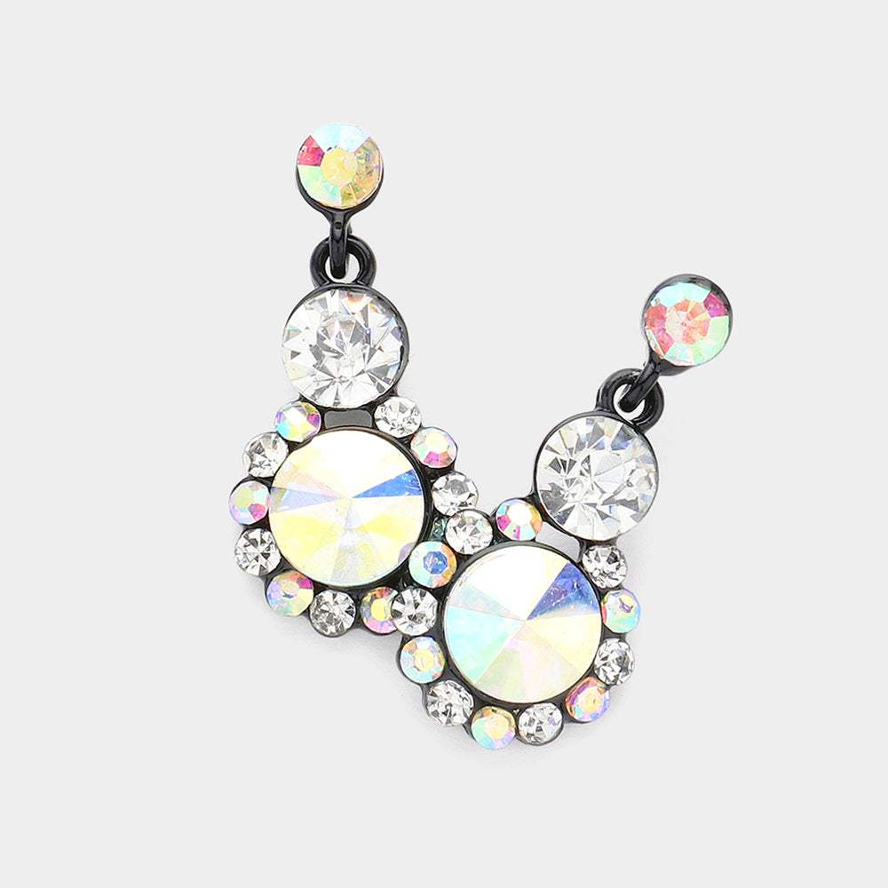 Crystal Round Rhinestone Pave Drop Evening Earrings - Madeline Love - Flyclothing LLC