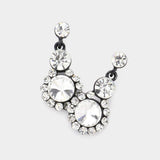 Crystal Round Rhinestone Pave Drop Evening Earrings - Madeline Love - Flyclothing LLC