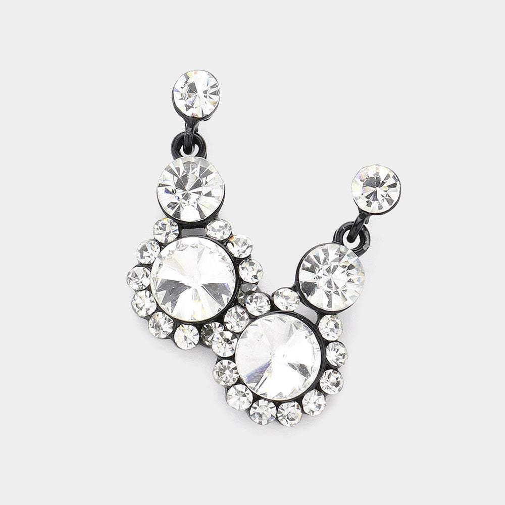 Crystal Round Rhinestone Pave Drop Evening Earrings - Madeline Love - Flyclothing LLC