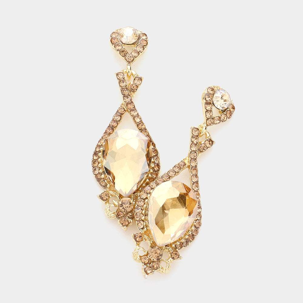 Crystal Rhinestone Teardrop Evening Earrings - Madeline Love - Flyclothing LLC