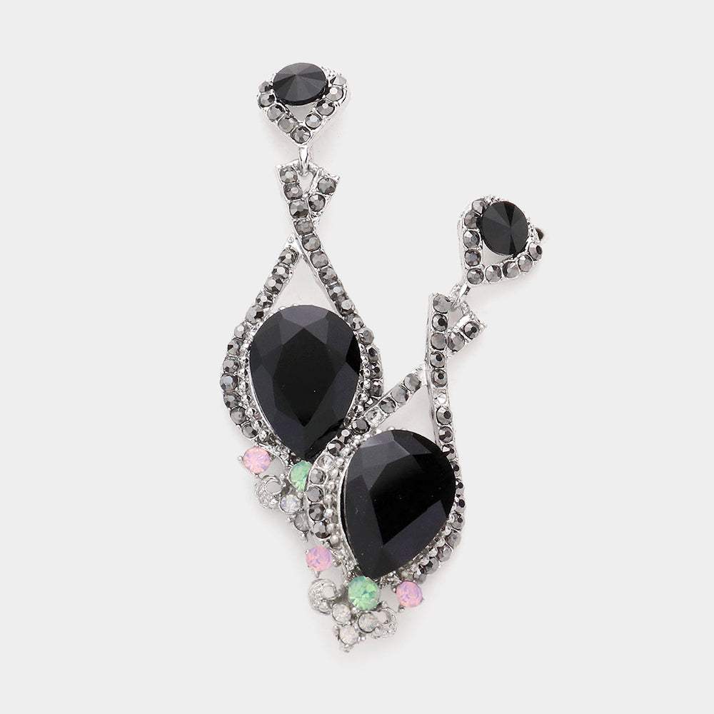 Crystal Rhinestone Teardrop Evening Earrings - Madeline Love - Flyclothing LLC