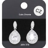 CZ Teardrop Dangle Evening Earrings - Madeline Love - Flyclothing LLC
