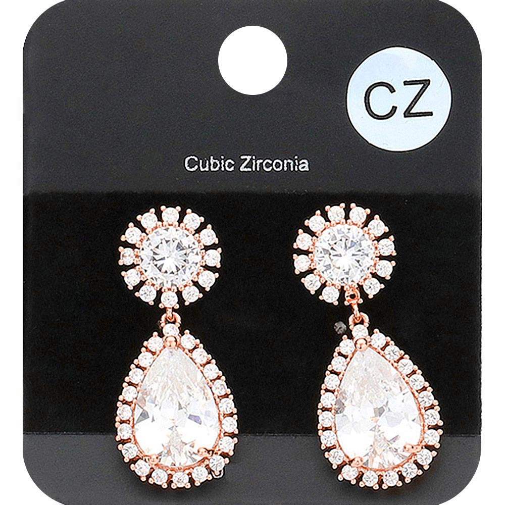 CZ Teardrop Stone Dangle Evening Earrings - Madeline Love - Flyclothing LLC