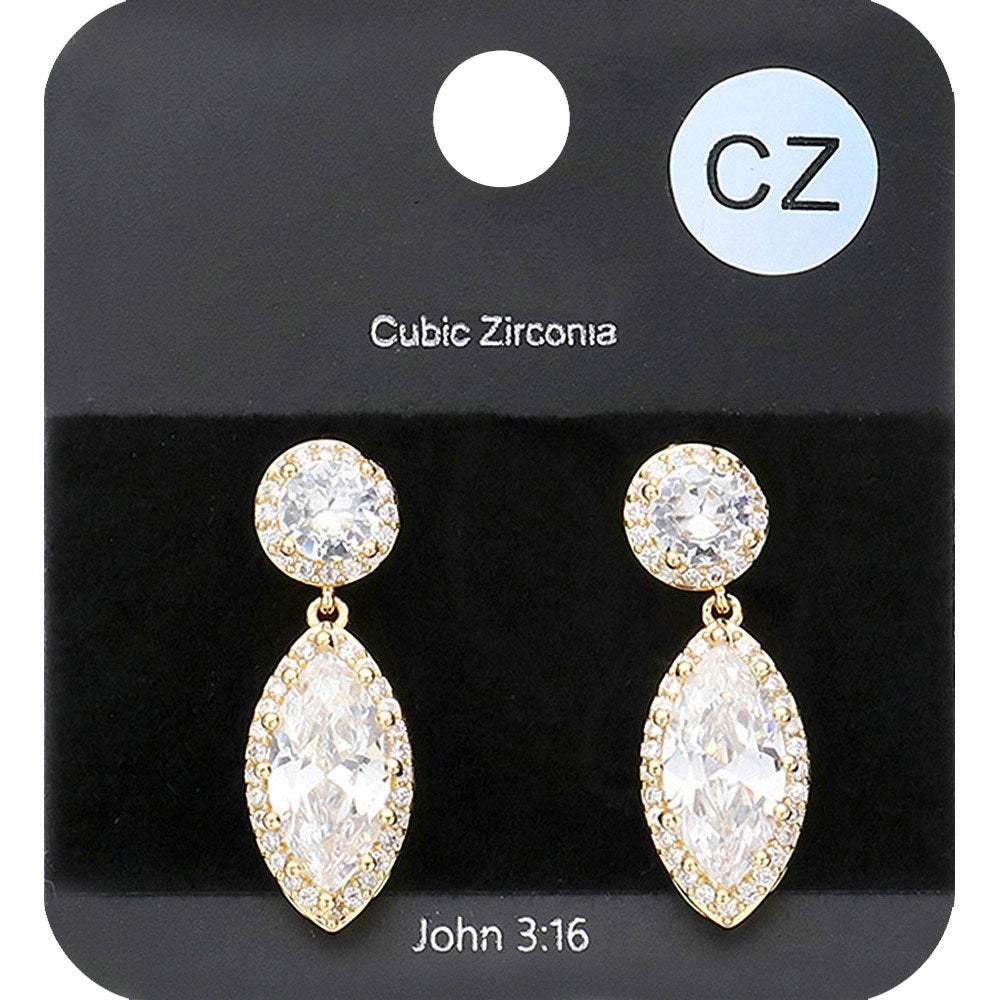 CZ Marquise Stone Dangle Evening Earrings - Madeline Love - Flyclothing LLC