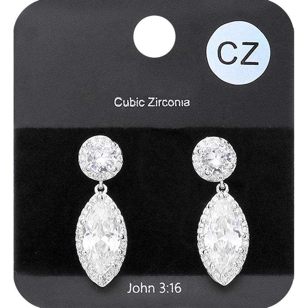 CZ Marquise Stone Dangle Evening Earrings - Madeline Love - Flyclothing LLC