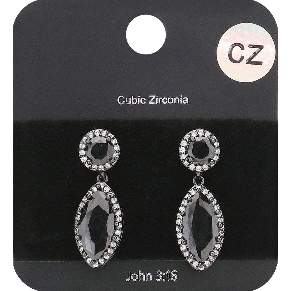 CZ Marquise Stone Dangle Evening Earrings - Madeline Love - Flyclothing LLC