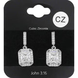 Square CZ Stone Cluster Dangle Evening Earrings - Madeline Love - Flyclothing LLC