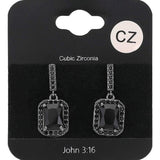 Square CZ Stone Cluster Dangle Evening Earrings - Madeline Love - Flyclothing LLC