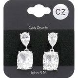 CZ Teardrop Rectangle Stone Cluster Dangle Evening Earrings - Madeline Love - Flyclothing LLC