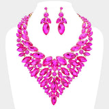 Marquise Stone Cluster Statement Evening Necklace - Madeline Love - Flyclothing LLC
